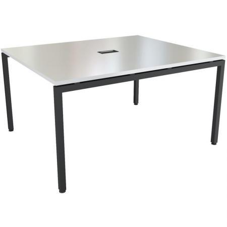 Стол для переговоров Steel 11701 с подрозетником (белый/антрацит, 1200х1430х760 мм)